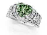 White gold Fancy Green Heart  Halo Pave Diamond Engagement Ring with Milgrain Detailing_30