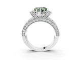 White gold Fancy Green Heart  Halo Pave Diamond Engagement Ring with Milgrain Detailing_32