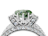White gold Fancy Green Heart  Halo Pave Diamond Engagement Ring with Milgrain Detailing_33