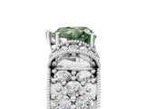 White gold Fancy Green Heart  Halo Pave Diamond Engagement Ring with Milgrain Detailing_34