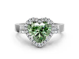 White gold Fancy Green Heart  Halo Pave Split Shank Prong Setting Ring_26