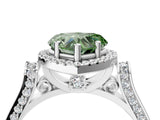White gold Fancy Green Heart  Halo Pave Split Shank Prong Setting Ring_30