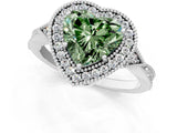 White gold Fancy Green Heart  Halo Round Diamond Milgrain Pave Engagement Ring_4