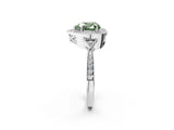 White gold Fancy Green Heart  Halo Round Diamond Milgrain Pave Engagement Ring_5