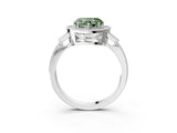 White gold Fancy Green Heart  Halo Round Diamond Milgrain Pave Engagement Ring_6