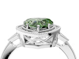 White gold Fancy Green Heart  Halo Round Diamond Milgrain Pave Engagement Ring_7