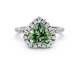 White gold Fancy Green Heart  Halo Round Diamond Pavé Band Four-Prong Ring_3