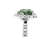 White gold Fancy Green Heart  Halo Round Diamond Pavé Band Four-Prong Ring_8