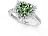 White gold Fancy Green Heart  Halo Round Diamond Pave Band with Four-Prong Setting_51