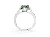 White gold Fancy Green Heart  Halo Round Diamond Pave Band with Four-Prong Setting_53