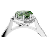 White gold Fancy Green Heart  Halo Round Diamond Pave Band with Four-Prong Setting_54