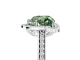 White gold Fancy Green Heart  Halo Round Diamond Pave Band with Four-Prong Setting_55