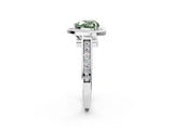White gold Fancy Green Heart  Halo Solitaire Diamond Ring with Pave Band and Bezel Setting_31