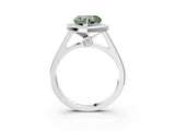 White gold Fancy Green Heart  Halo Solitaire Diamond Ring with Pave Band and Bezel Setting_32