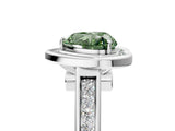 White gold Fancy Green Heart  Halo Solitaire Diamond Ring with Pave Band and Bezel Setting_34