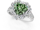 White gold Fancy Green Heart  Halo Split Shank Diamond Engagement Ring with Pave Band and Four-Prong Setting_1