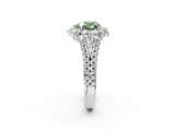 White gold Fancy Green Heart  Halo Split Shank Diamond Engagement Ring with Pave Band and Four-Prong Setting_2