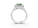 White gold Fancy Green Heart  Halo Split Shank Diamond Engagement Ring with Pave Band and Four-Prong Setting_3