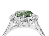 White gold Fancy Green Heart  Halo Split Shank Diamond Engagement Ring with Pave Band and Four-Prong Setting_4