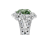 White gold Fancy Green Heart  Halo Split Shank Diamond Engagement Ring with Pave Band and Four-Prong Setting_5
