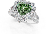 White gold Fancy Green Heart  Halo Split Shank Diamond Engagement Ring with Prong Setting_1