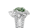White gold Fancy Green Heart  Halo Split Shank Diamond Engagement Ring with Prong Setting_5