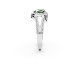 White gold Fancy Green Heart  Halo Split Shank Diamond Ring with Four-Prong Setting_2