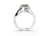 White gold Fancy Green Heart  Halo Split Shank Diamond Ring with Four-Prong Setting_3