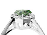 White gold Fancy Green Heart  Halo Split Shank Diamond Ring with Four-Prong Setting_4