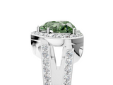 White gold Fancy Green Heart  Halo Split Shank Diamond Ring with Four-Prong Setting_5