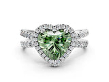White gold Fancy Green Heart  Halo Split Shank Diamond Ring with Pavé Setting_38