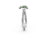 White gold Fancy Green Heart  Halo Split Shank Diamond Ring with Pavé Setting_40