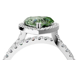 White gold Fancy Green Heart  Halo Split Shank Diamond Ring with Pavé Setting_42