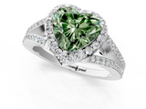 White gold Fancy Green Heart  Halo Split Shank Diamond Ring with Prong Setting_1