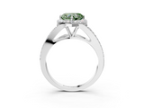 White gold Fancy Green Heart  Halo Split Shank Diamond Ring with Prong Setting_3