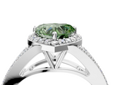 White gold Fancy Green Heart  Halo Split Shank Diamond Ring with Prong Setting_4