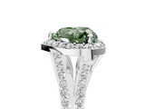 White gold Fancy Green Heart  Halo Split Shank Diamond Ring with Prong Setting_5