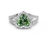 White gold Fancy Green Heart  Halo Split Shank Pave Diamond Ring with Four-Prong Setting_29