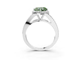 White gold Fancy Green Heart  Halo Split Shank Pave Diamond Ring with Four-Prong Setting_32