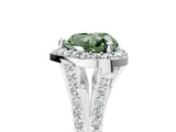 White gold Fancy Green Heart  Halo Split Shank Pave Diamond Ring with Four-Prong Setting_34