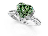 White gold Fancy Green Heart  Halo Split Shank Pave Diamond Ring with Petal Prong Setting_33