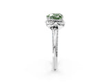 White gold Fancy Green Heart  Halo Split Shank Pave Diamond Ring with Petal Prong Setting_34