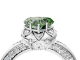 White gold Fancy Green Heart  Halo Split Shank Pave Diamond Ring with Petal Prong Setting_36