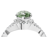 White gold Fancy Green Heart  Halo Twist Band Solitaire Prong Setting Ring_4