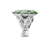 White gold Fancy Green Heart  Halo Twist Band Solitaire Prong Setting Ring_5