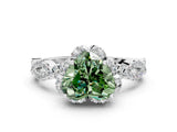 White gold Fancy Green Heart  Halo Twist Band Solitaire Ring with Six-Prong Setting_33
