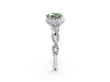White gold Fancy Green Heart  Halo Twist Band Solitaire Ring with Six-Prong Setting_35