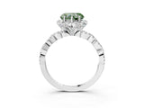 White gold Fancy Green Heart  Halo Twist Band Solitaire Ring with Six-Prong Setting_36