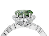 White gold Fancy Green Heart  Halo Twist Band Solitaire Ring with Six-Prong Setting_37