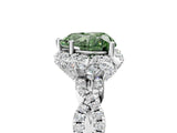 White gold Fancy Green Heart  Halo Twist Band Solitaire Ring with Six-Prong Setting_38